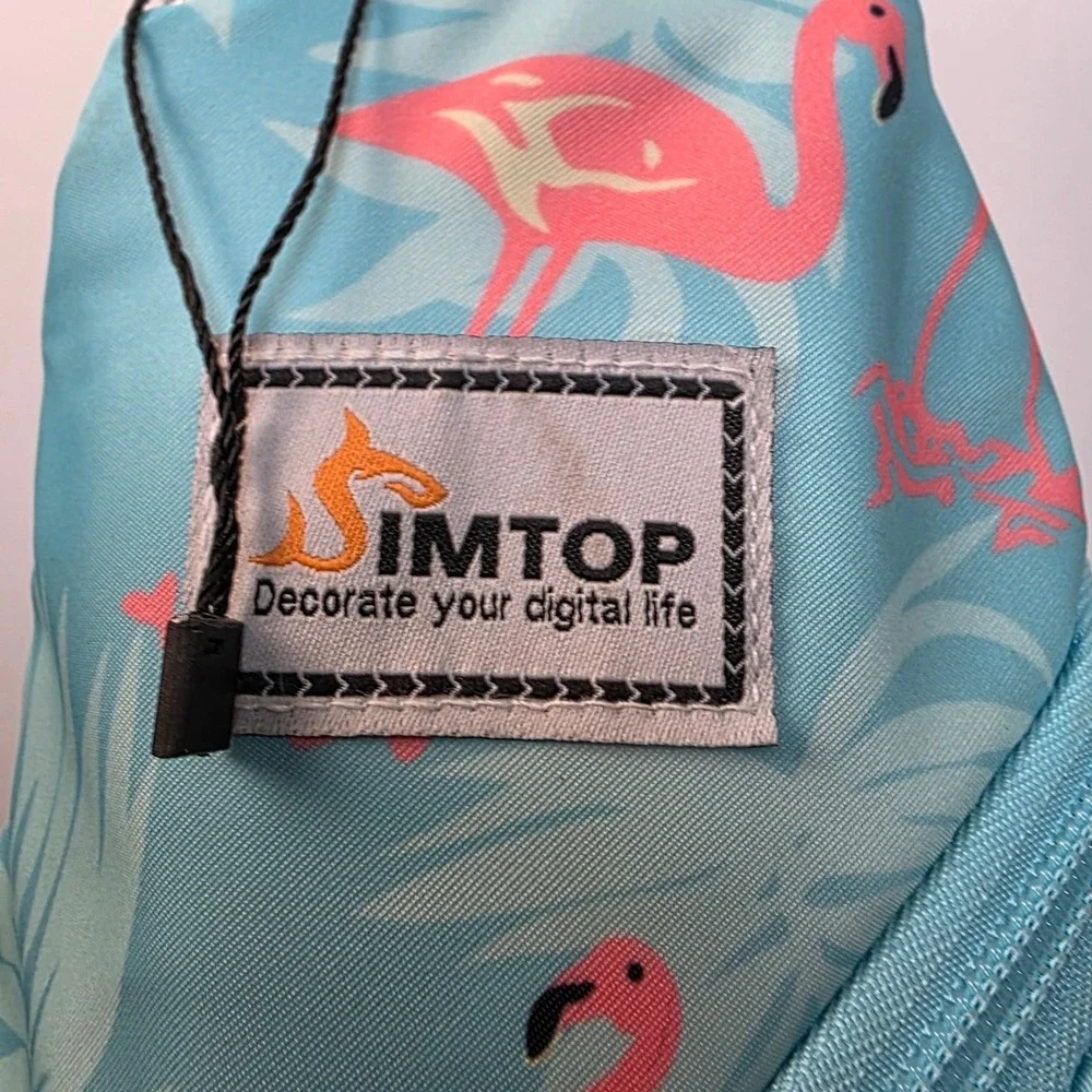 Simtop Flamingo Tropical Print‎ Sling Backpack Blue Crossbody Travel Bag Used